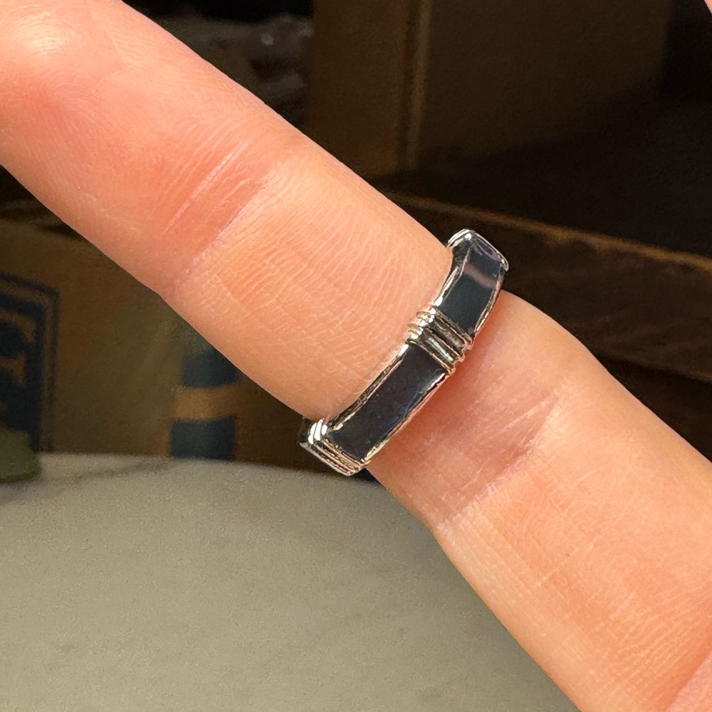 Lia Sophia silver and blue enamel ring